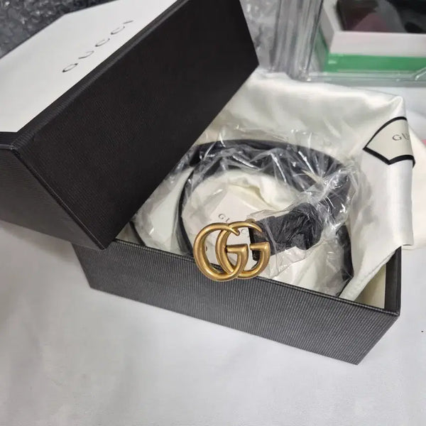 [BUNJANG] Gucci Women's GG Marmont Belt Black Size 75 / 구찌 여성 GG 마몬트 벨트 블랙 (75사이즈) 409417