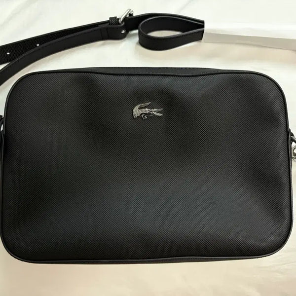 [BUNJANG] Lacoste Black Leather Crossbody Bag / 라코스테 가방 블랙 크로스백