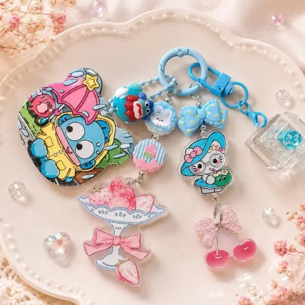 [BUNJANG] Blue Kitty & Kyodong Character Keycap Charm Keychain / 블루 귀여운 교동, 키티 캐릭터 키캡키링