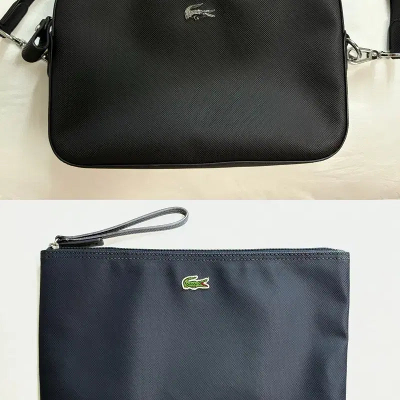 [BUNJANG] Lacoste Crossbody Bag (Black) & Clutch Bag (Navy) Set / 라코스테 크로스백 블랙 / 클러치백 네이비