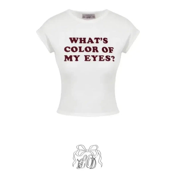 [BUNJANG] Cloud Emotion Eyes Velvet Lettering Top T-Shirt White / 클라우드이모션 아이즈 벨벳 레터링탑