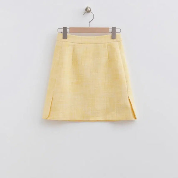 [BUNJANG] Roem Yellow Tweed Mini Skirt / 로엠 엘로우 트위드 미니 스커트
