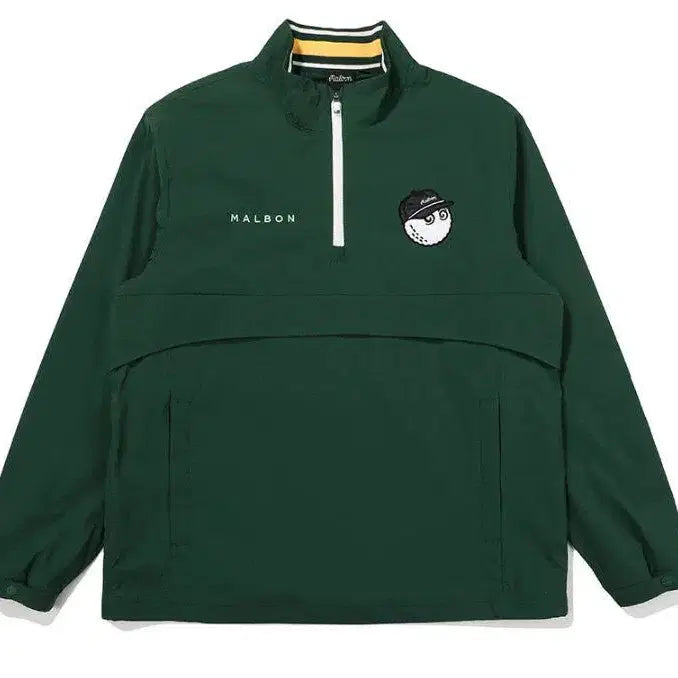 [BUNJANG] Malbon Men's Half-Zip Anorak Windbreaker Green/White / MALBON 말본 남성 반집업 아노락 바람막이