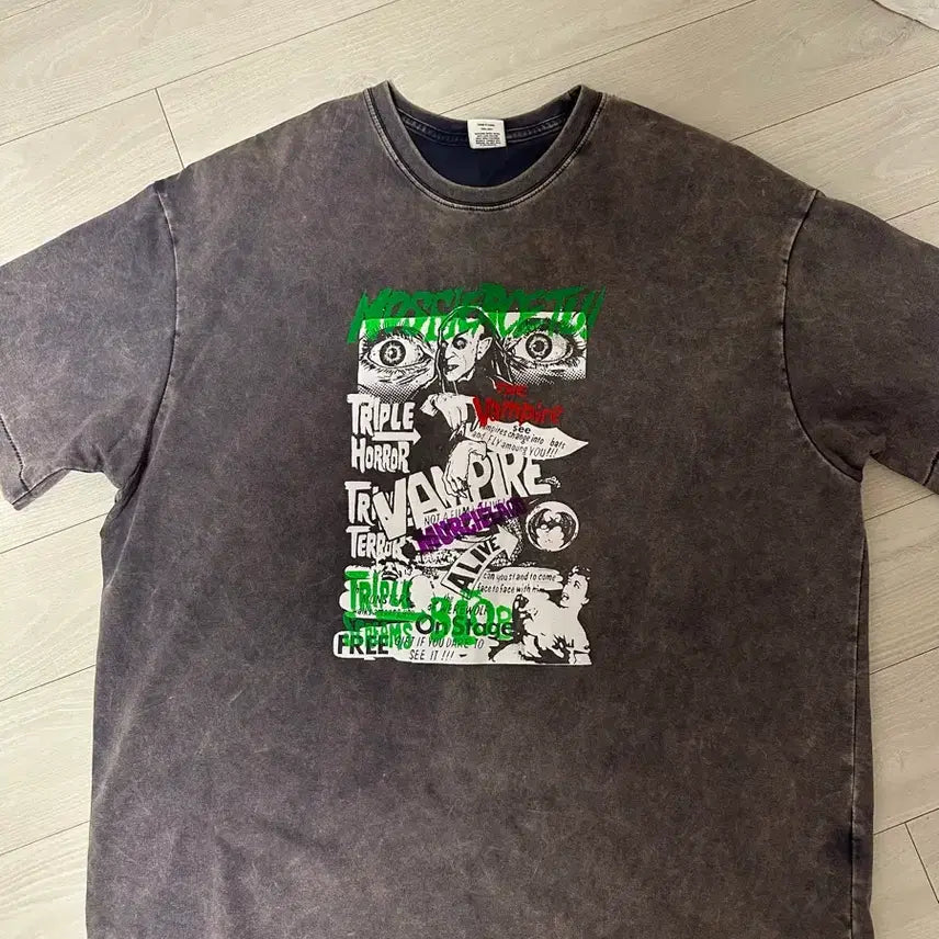 [BUNJANG] Pierce Blackout Short Sleeve T-Shirt / 피어스 블랙아웃 반팔