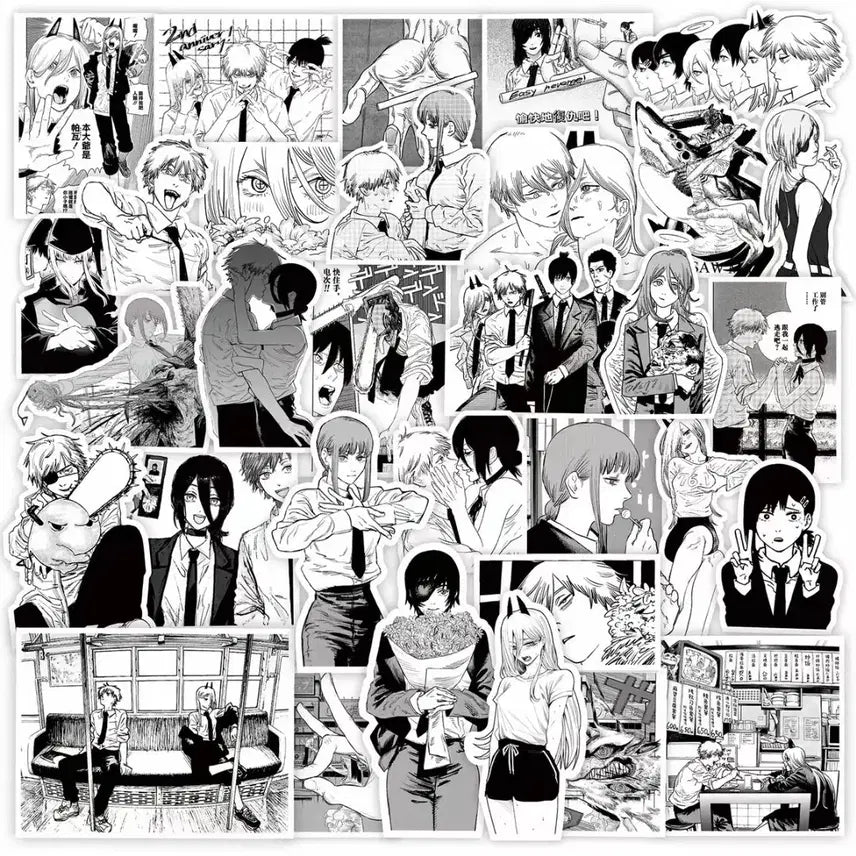 [BUNJANG] Chainsaw Man Monochrome Sticker Pack (65 Pieces) / 체인소맨 흑백 스티커팩 65p 비공굿