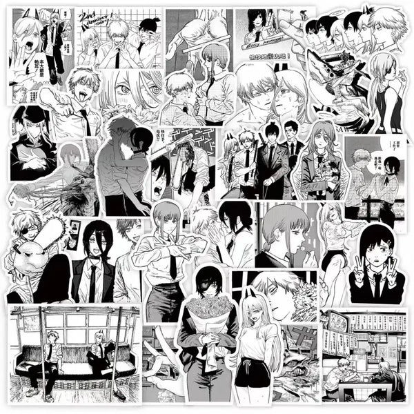 [BUNJANG] Chainsaw Man Monochrome Sticker Pack (65 Pieces) / 체인소맨 흑백 스티커팩 65p 비공굿