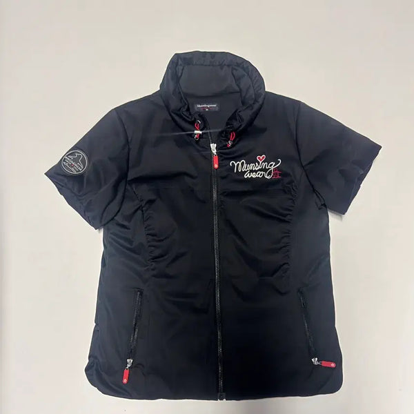 [BUNJANG] Munsingwear Women's Golf Windbreaker Jacket Black M / 정품 여성 먼싱웨어 골프 바람막이 보온제 집업 반팔 자켓 블랙 M