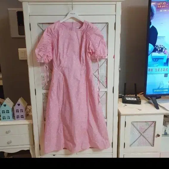 [BUNJANG] Etmon Long One-Piece Dress Pink Pattern Size M-XL / 에트몽 롱원피스/55-정66