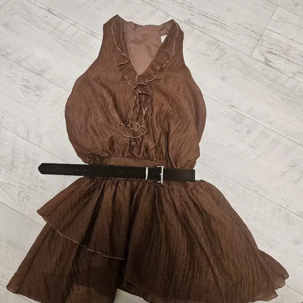 [BUNJANG] Ruched Midi Dress with Belt / 셔링 미디 원피스+ 벨트