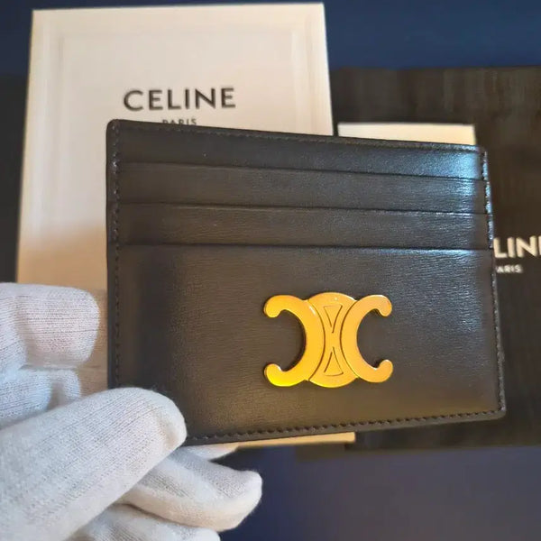 [BUNJANG] Celine Triomphe Card Holder Black Gold Hardware / [정품/구성품] 셀린느 트리옹프 카드지갑 블랙 금장