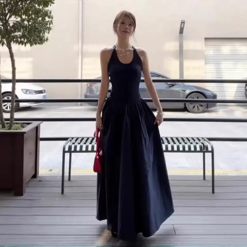 [BUNJANG] Deep Navy A-Line Balloon Long Dress / (당일발송)주말특가 존예공주핏 A라인 벌룬 롱원피스 딥네이비