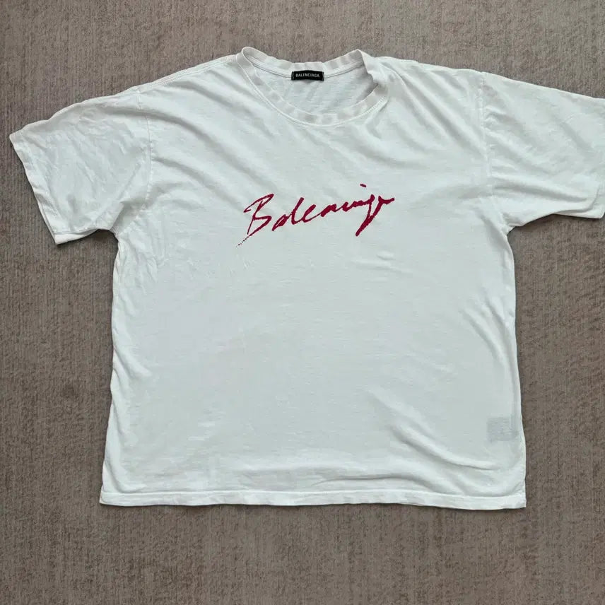 [BUNJANG] Balenciaga Script Logo Oversized Short Sleeve T-Shirt / 발렌시아가 스크립트 로고 오버사이즈 반팔 티셔츠