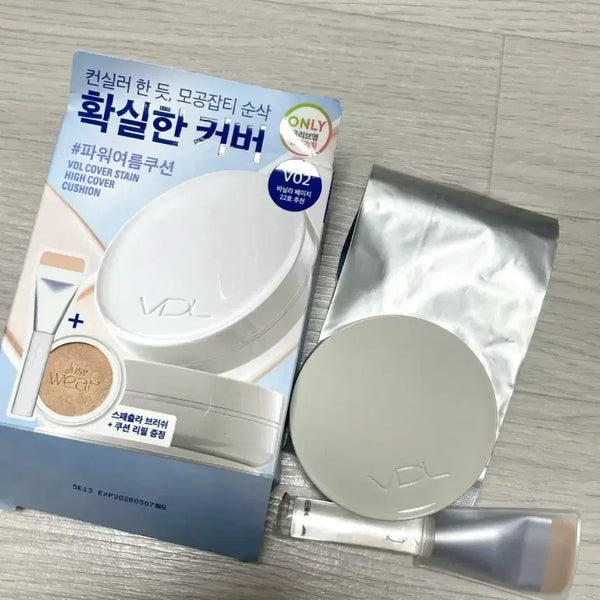 [BUNJANG] VDL Cover Stain High Cover Cushion Refill + Spatula Set V02 / *새상품*VDL 커버스테인 하이커버쿠션 리필+스패츌라 세트 V02