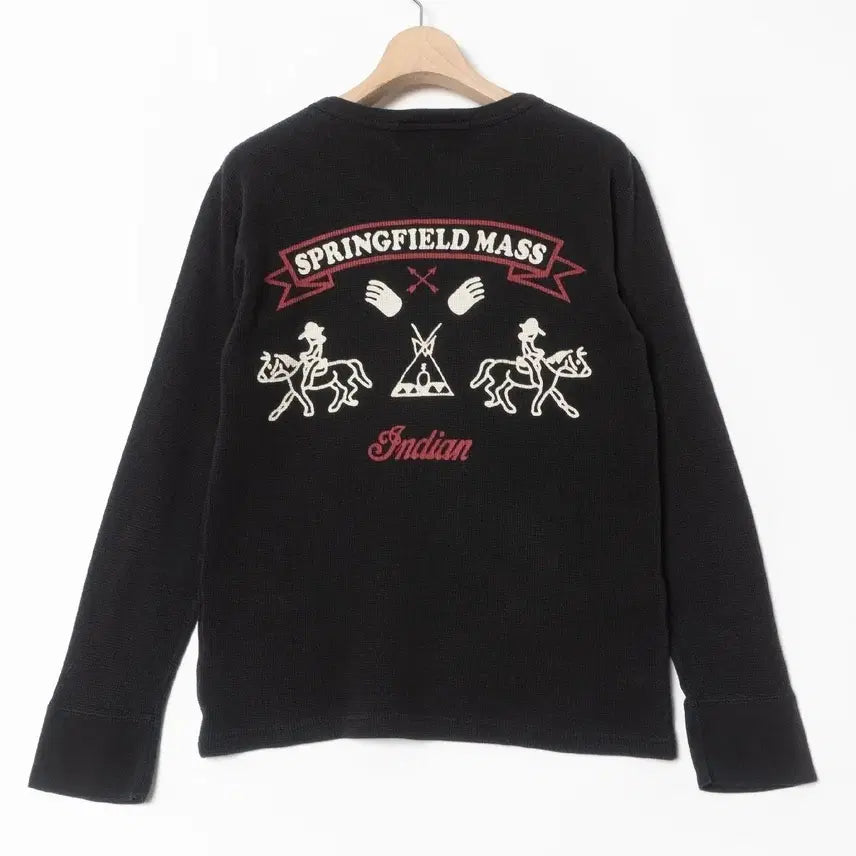 [BUNJANG] Indian Motorcycle Women's M Waffle Thermal Long Sleeve Shirt / 여성M 인디언 모터사이클(Indian) 후면 자수 와플 써멀 롱슬리브