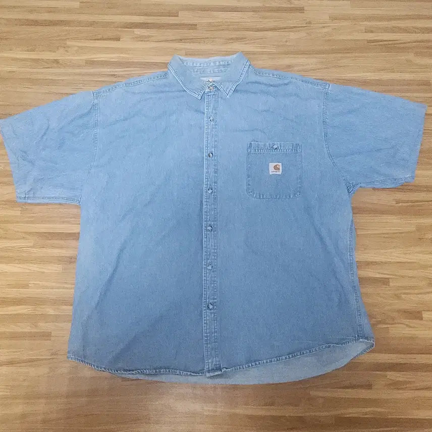 [BUNJANG] Carhartt Denim Short-Sleeve Work Shirt Light Blue XXL / [XXL] 칼하트 데님 반팔 워크셔츠 연청