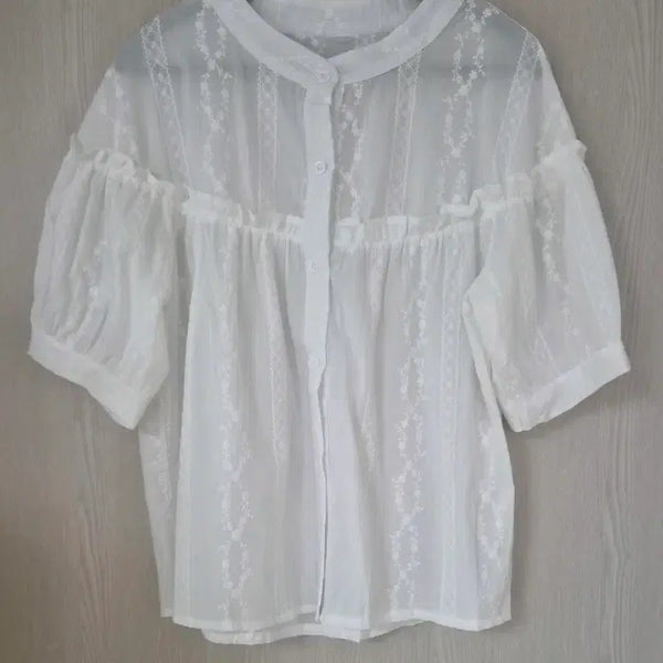 [BUNJANG] Frill Blouse White - New Arrival / 프릴 블라우스 화이트 새상품