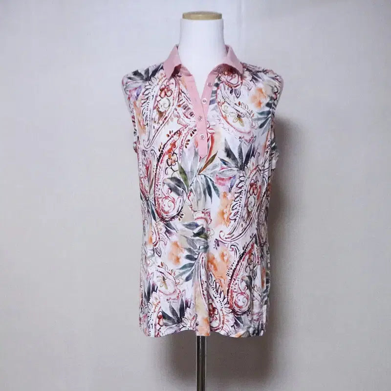 [BUNJANG] Daks Women's Paisley Pattern Sleeveless T-Shirt / 닥스 여성77 페이즐리 패턴 민소매 티셔츠(9)