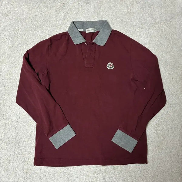 [BUNJANG] Moncler Long-Sleeve Polo Shirt - Wine - Size M / 몽클레어 긴팔 카라티 m 95