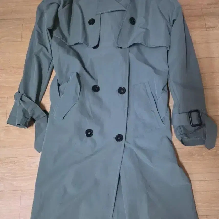 [BUNJANG] Double Breasted Trench Coat Mint Green L Free Size / 더블 코트 카키트렌치코트 민트색상. . L. 프리  15만원 실착용1회.