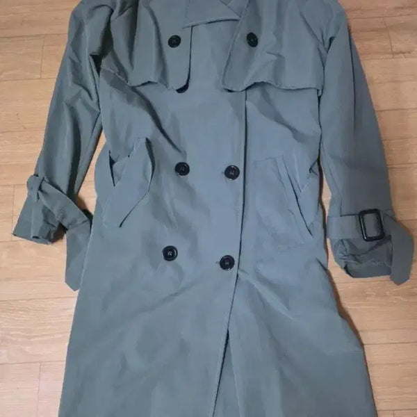 [BUNJANG] Double Breasted Trench Coat Mint Green L Free Size / 더블 코트 카키트렌치코트 민트색상. . L. 프리  15만원 실착용1회.