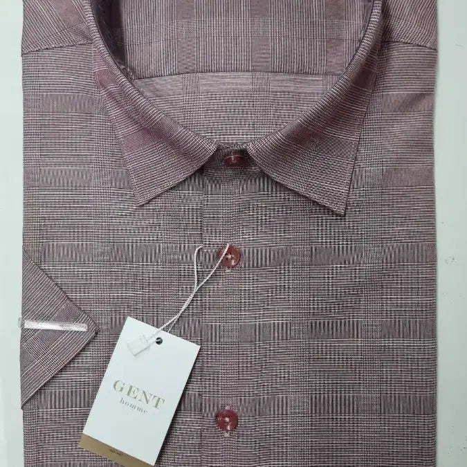 [BUNJANG] Gent Homme Burgundy Check Short Sleeve Shirt / 젠트옴므 버건디체크 반팔 셔츠 새상품