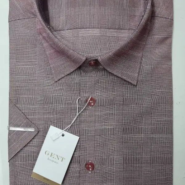 [BUNJANG] Gent Homme Burgundy Check Short Sleeve Shirt / 젠트옴므 버건디체크 반팔 셔츠 새상품