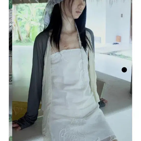 [BUNJANG] Verso Pleated Jersey Combo Cardigan / 베르소 PLEATED JERSEY COMBO CARDIGAN