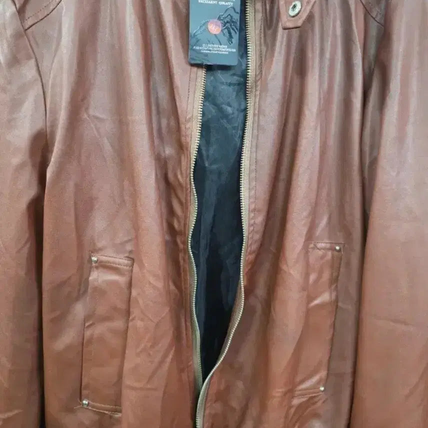 [BUNJANG] SCRJFS Brown Leather Jacket Jumper / 스크립스 브라운 가죽 자켓. SCRJFS 레더 점퍼 브라운