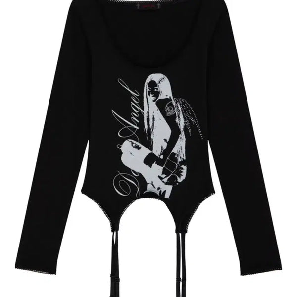 [BUNJANG] YOUS IS YOURS Lace Garter Belt Long Sleeve / 유스이즈유어스 레이스 가터벨트 롱 슬리브