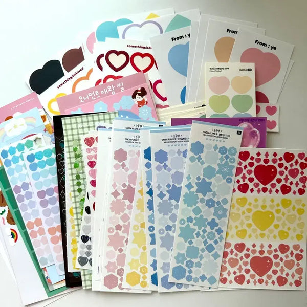 [BUNJANG] Bundle Set 74 pcs Character, Deco, Heart Stickers / 일괄) 총74장 캐릭터,데코,하트 스티커 다꾸처분