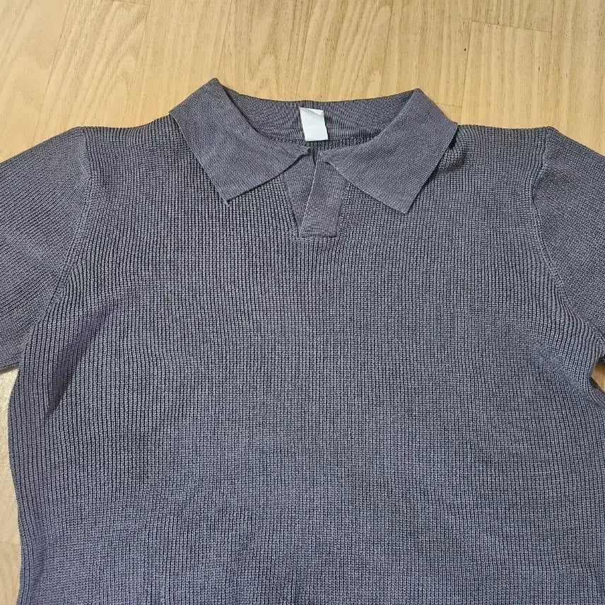 [BUNJANG] Men's Knit Short-Sleeve Polo Shirt Charcoal / 남성 니트 반팔 카라티 차콜