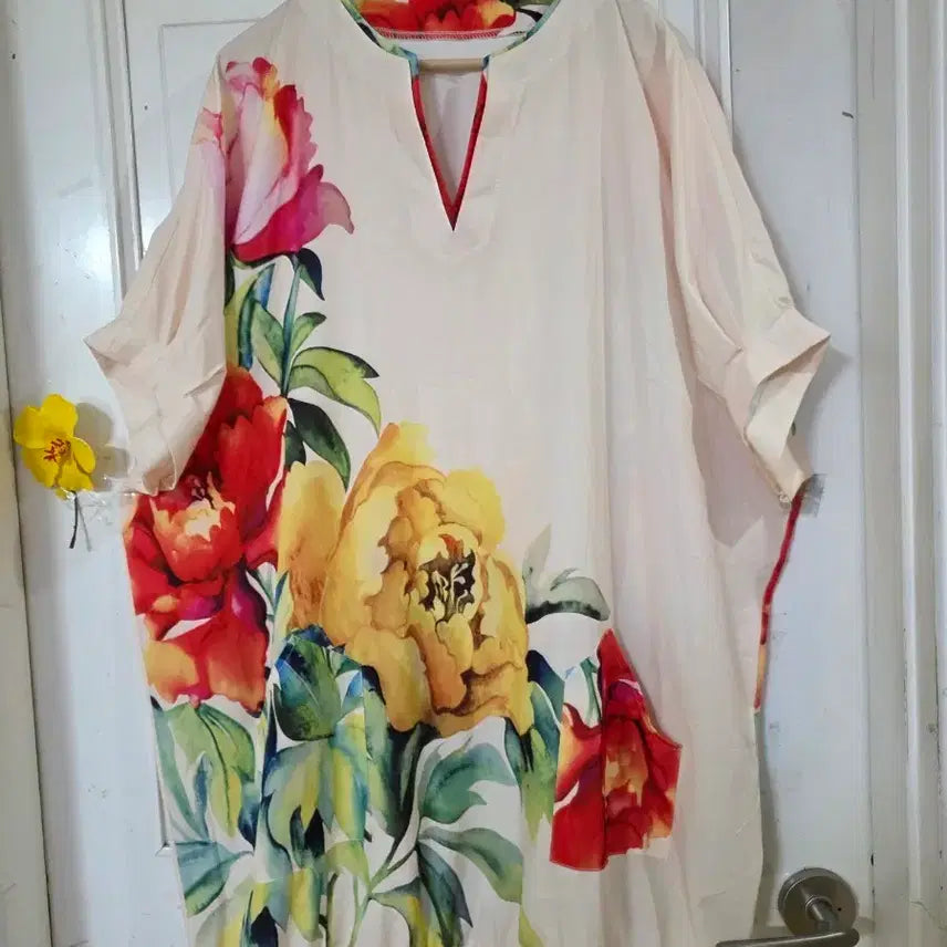 [BUNJANG] Flowy Long Dress with Luxurious Floral Pattern - Plus Size / 여름 시원한 고급스러운 디자인이쁜  바스락 롱원피스  빅사이즈