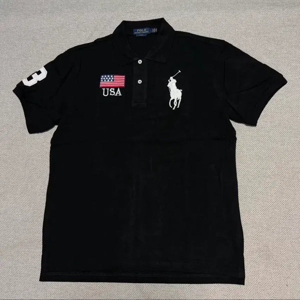 [BUNJANG] Polo Ralph Lauren Big Pony USA Flag Polo Shirt / 폴로 빅포니 카라티 성조기