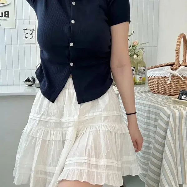 [BUNJANG] Tiered Ruffle Lace Mini Skirt / 캉캉 프릴 레이스 미니 스커트