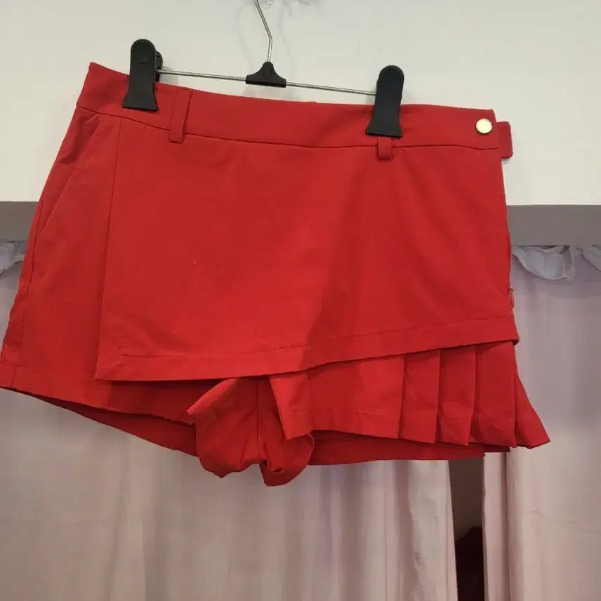 [BUNJANG] Descente Golf Women's Red Pleated Golf Pants / 데쌍뜨골프바지