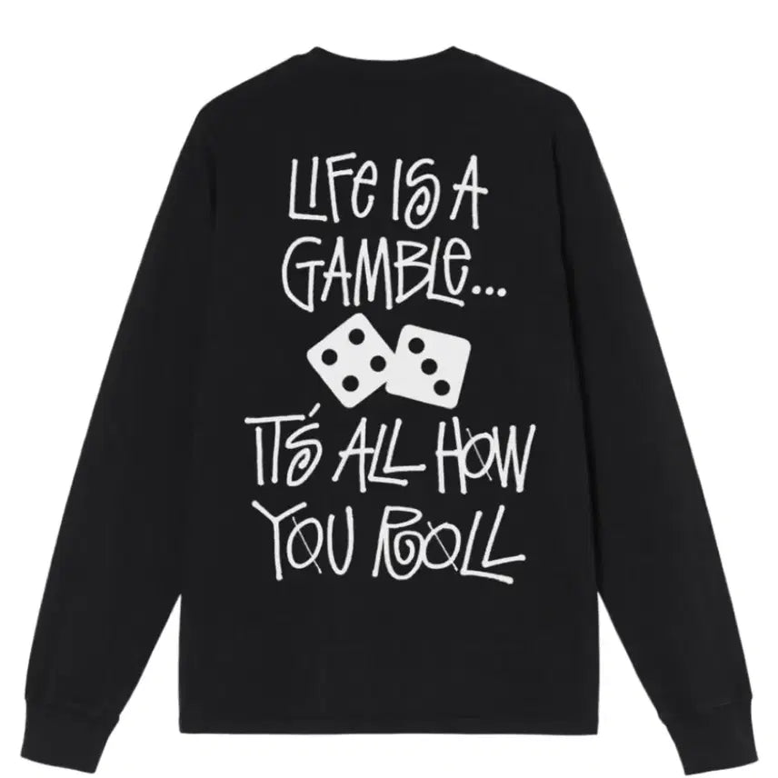 [BUNJANG] Stussy Life is a Gamble Pigment Dyed Long Sleeve T-Shirt Black / 스투시 라이프 이즈 어 갬블 피그먼트 다이드 롱슬리브 티셔츠 블랙