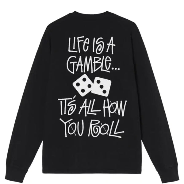 [BUNJANG] Stussy Life is a Gamble Pigment Dyed Long Sleeve T-Shirt Black / 스투시 라이프 이즈 어 갬블 피그먼트 다이드 롱슬리브 티셔츠 블랙