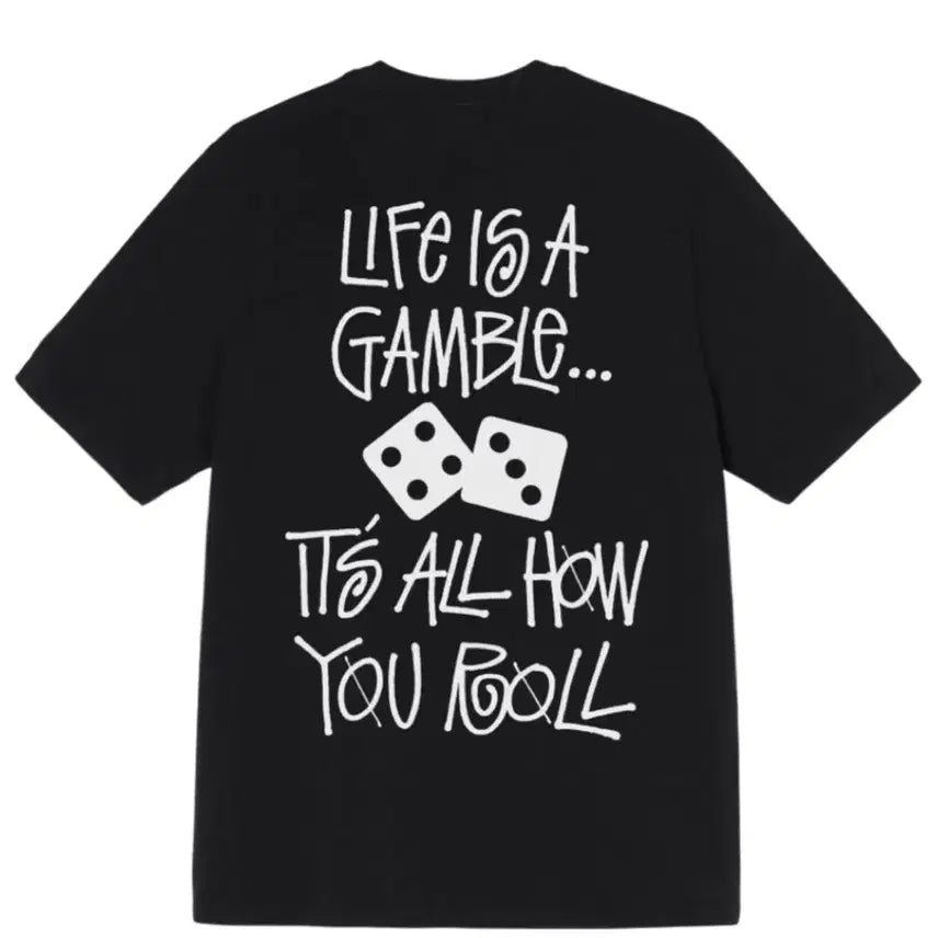 [BUNJANG] Stussy Life is a Gamble Pigment Dyed T-Shirt Black / 스투시 라이프 이즈 어 갬블 피그먼트 다이드 티셔츠 블랙