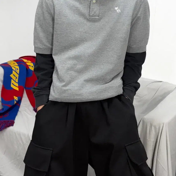 [BUNJANG] Abercrombie & Fitch Grey Logo Polo T-Shirt / 아베크롬비 그레이 pk