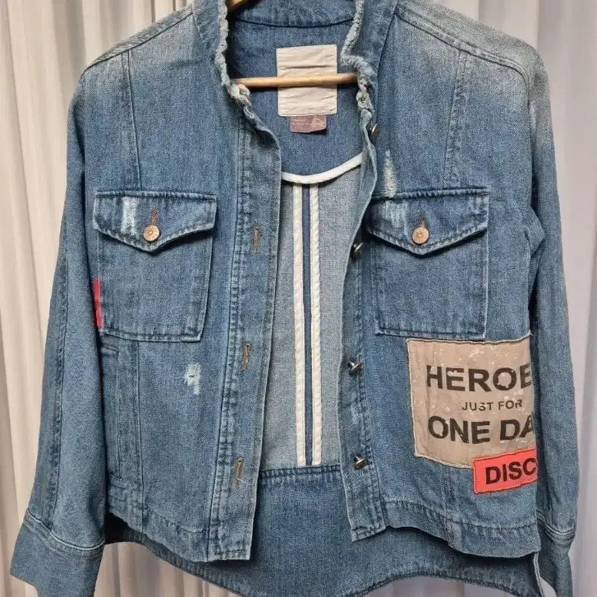 [BUNJANG] Juicy Judy Patch Detail Denim Jacket / 쥬시쥬디 데님 자켓 패치 포인트 85