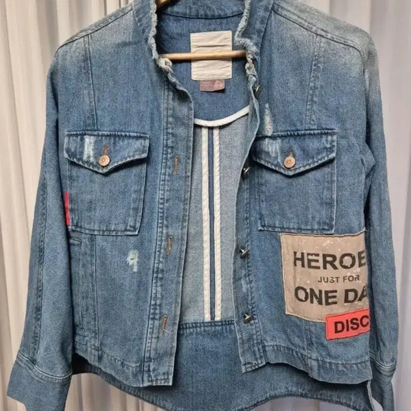 [BUNJANG] Juicy Judy Patch Detail Denim Jacket / 쥬시쥬디 데님 자켓 패치 포인트 85