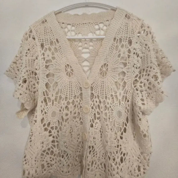 [BUNJANG] Ivory Crochet Knit Cardigan / 아이보리 크로셰 니트 가디건