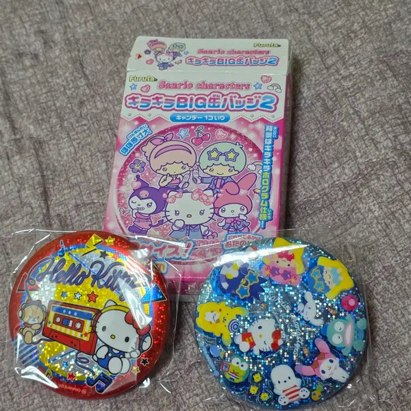 [BUNJANG] Sanrio Furuta Kirakira Big Can Badge Bundle Set (Hello Kitty, Group) / [일괄]산리오 후루타 키라키라 빅 캔뱃지(헬로키티, 단체)