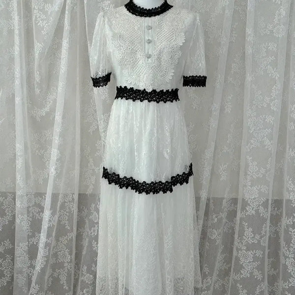 [BUNJANG] Bicini Motive Lace Dress White / S) 바이씨니 모티브 레이스 원피스 화이트