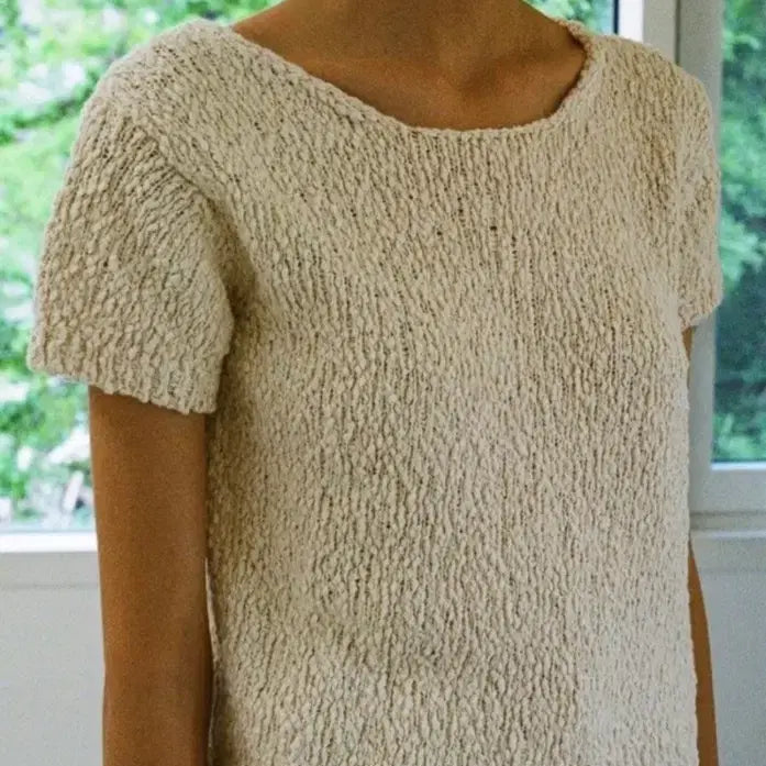 [BUNJANG] Obscene Crop Knit Top Beige / 오브네어 크롭 니트 탑
