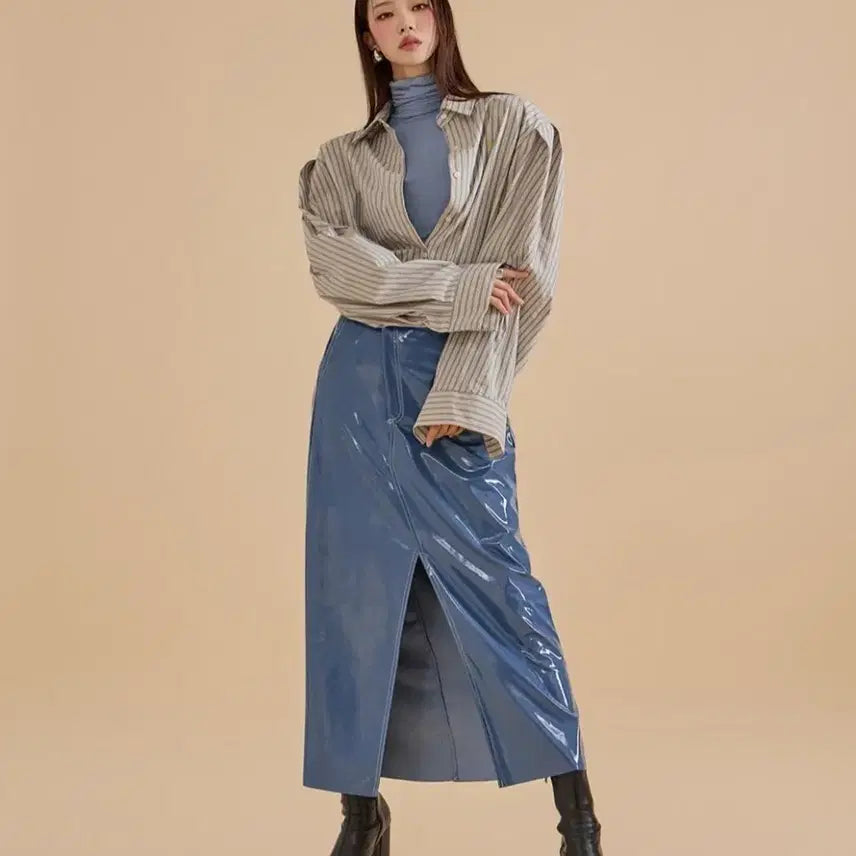 [BUNJANG] Dint SK2563 Tammy Enamel Banding Medium Skirt / 딘트 SK2563 탐스 애나멜  밴딩 미디엄 스커트