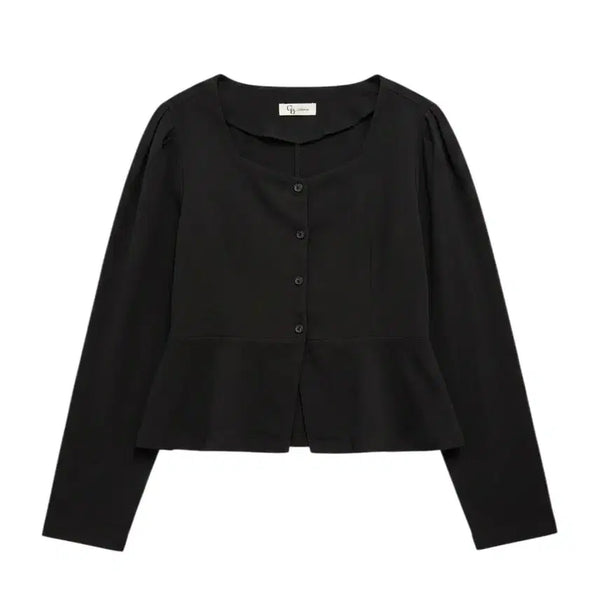 [BUNJANG] CocoBlanc Button Square Neck Blouse Vintage / 여성S/ 코코블랑 버튼 스퀘어넥 블라우스 빈티지킹