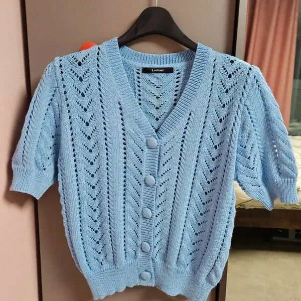 [BUNJANG] Lookast Half Sleeve Knit Cardigan / lookast 룩캐스트 반팔 니트 가디건