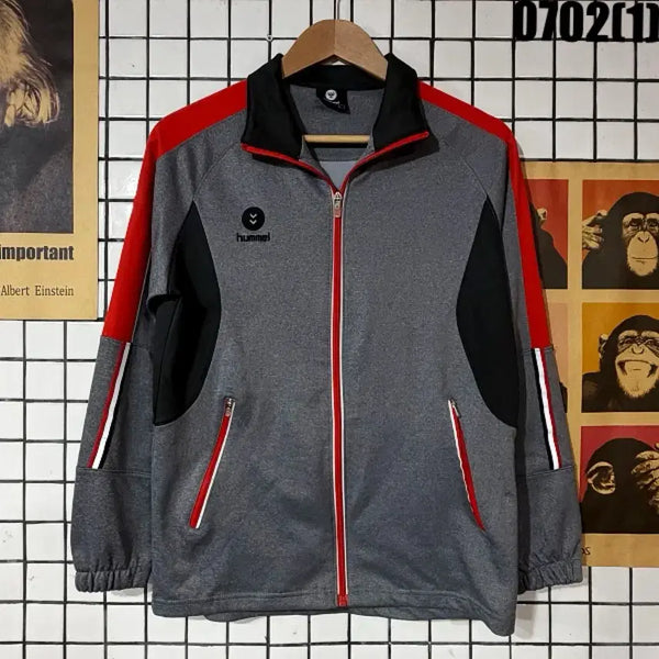 [BUNJANG] Hummel Training Zip-Up Jacket Grey Red L / hummel 험멜 트레이닝 집업 자켓 그레이 레드 L
