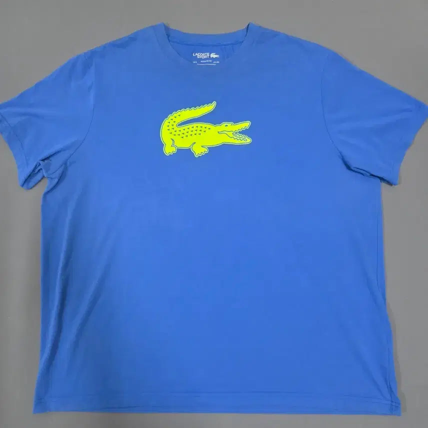 [BUNJANG] Lacoste Sport T-Shirt Blue Fluorescent Crocodile Logo US 4XL / 라코스테 스포츠 반팔 티셔츠 블루 형광악어 us 4xl